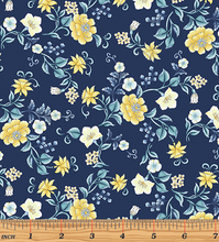 Load image into Gallery viewer, Small Floral Allover Dark Blue - Full Yard
