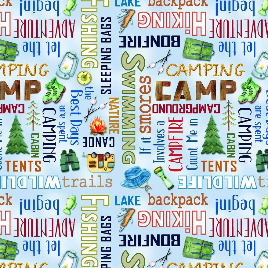 Camping Words Blue