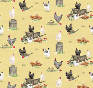 Spring Barn Quilts Chickens Yellow