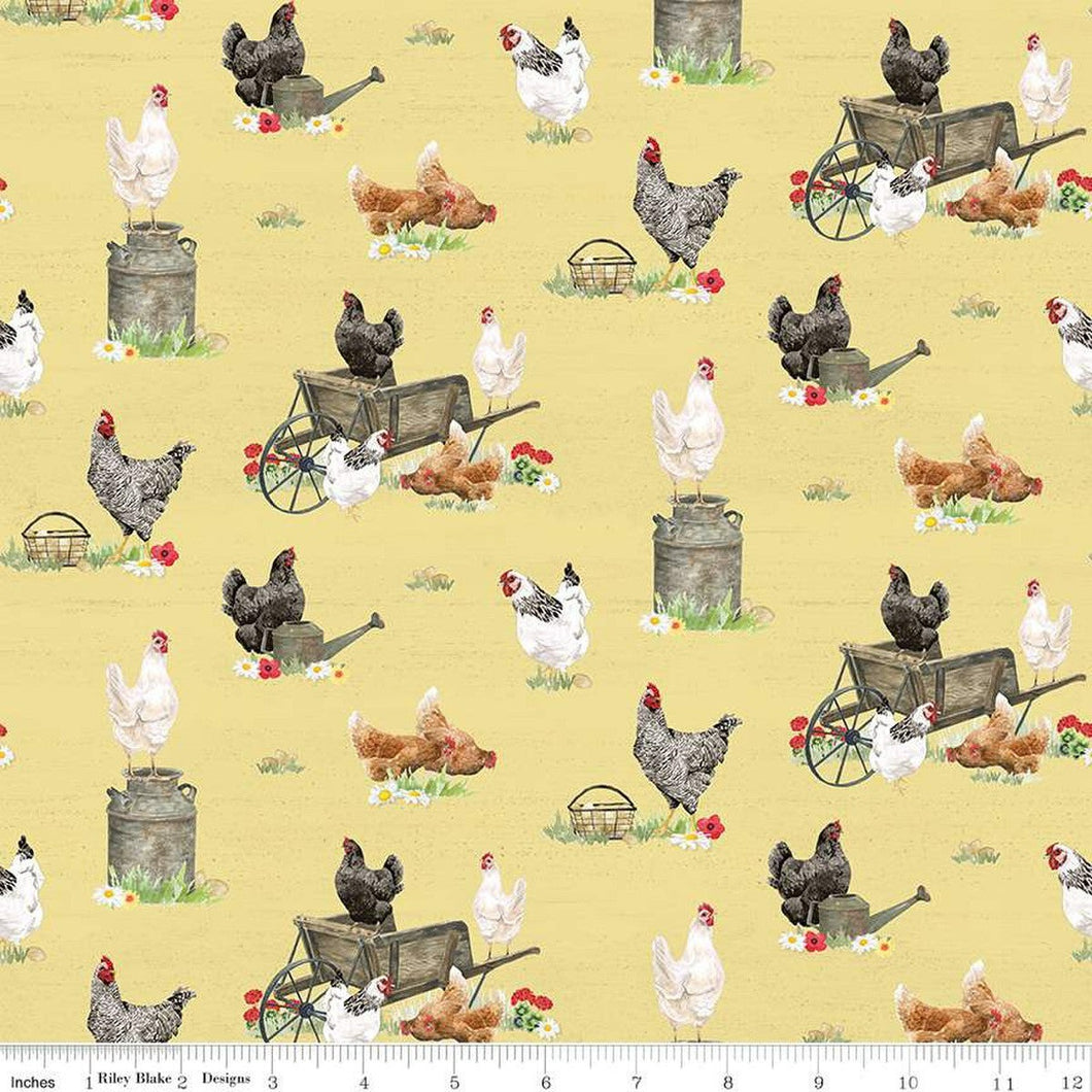 Spring Barn Quilts Chickens Yellow