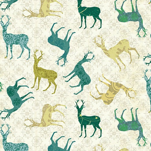 Patterned Deer Ivory/Teal